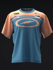 Custom Name Stripe Peach Teal Bowling Jersey Shirts