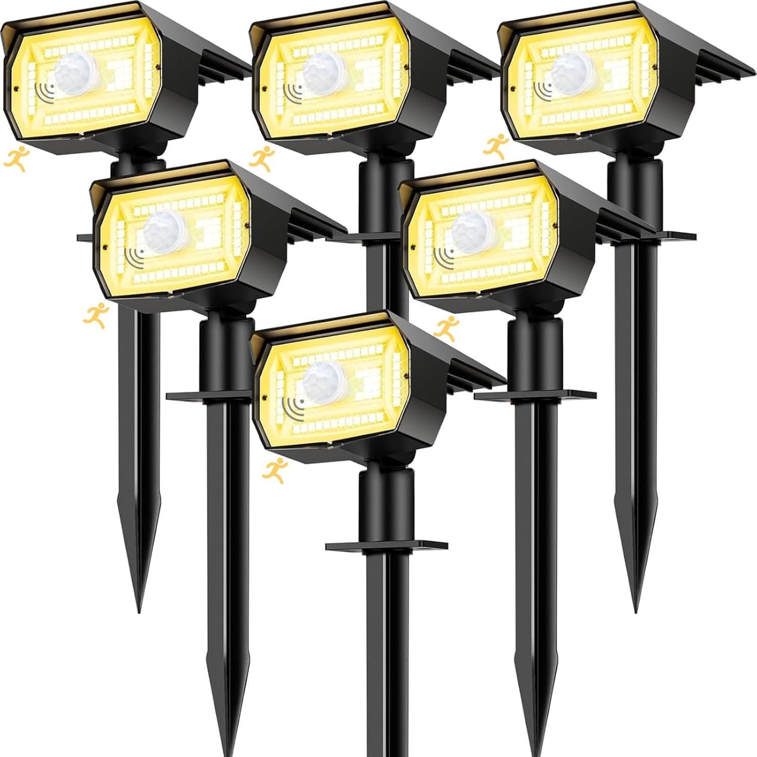 Projecteur solaire extérieur puissant contre l'obscurité lot de 6 spots avec détecteur