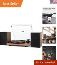 Bluetooth Turntable HiFi System with 36 Watt Bookshelf Speakers Patend Desi...