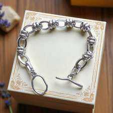 Silver Toggle Bracelet, Silver T Bar Chunky Bracelet, Silver Bracelet For Women 