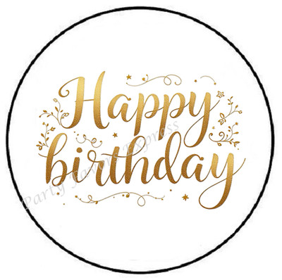 HAPPY BIRTHDAY GOLD ENVELOPE SEALS LABELS STICKERS PARTY FAVORS