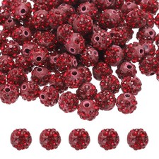 100pcs 8mm Dark Red Rhinestone Polymer Fancy Beads for DIY Jewelry Making