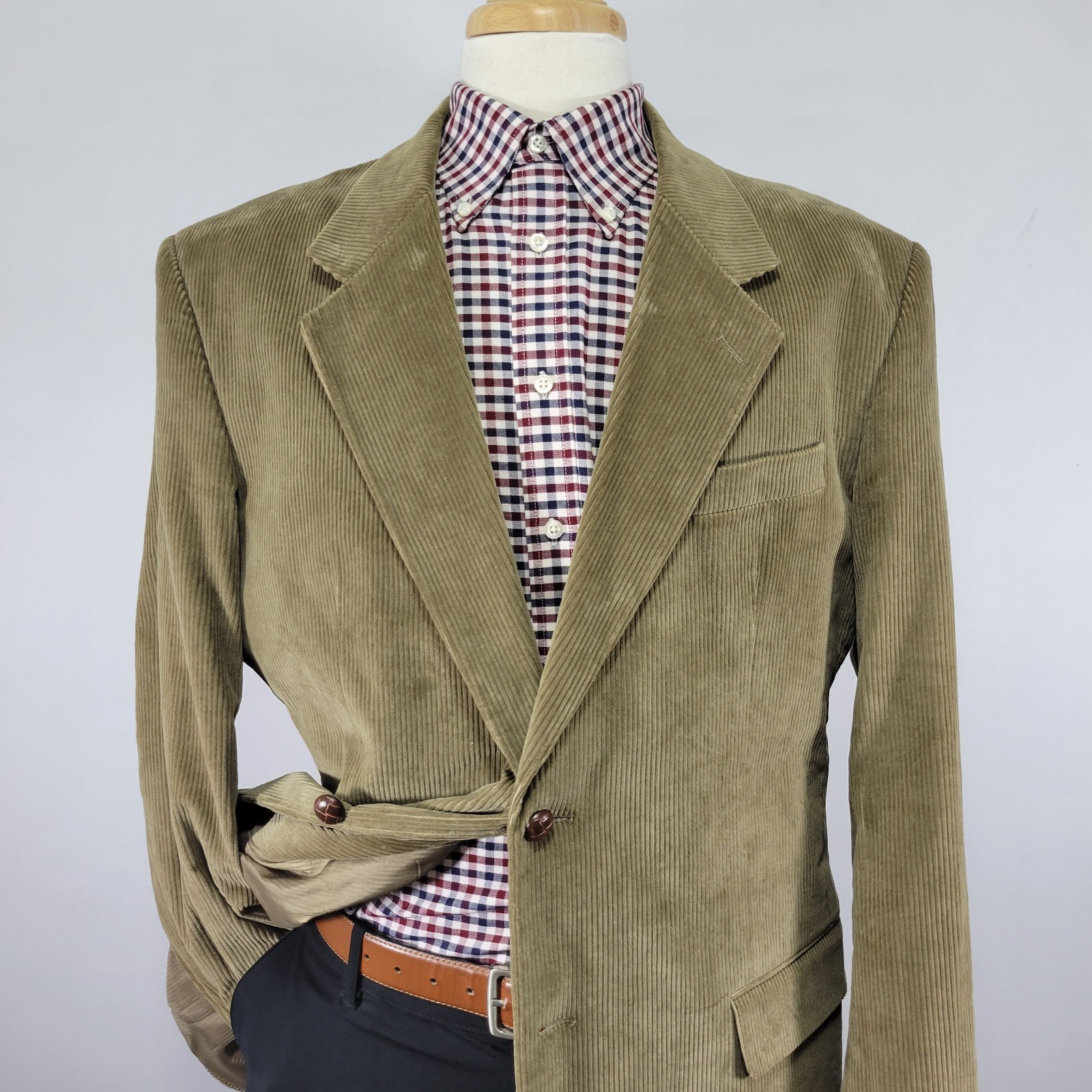 Monsieur Adolfo Men's Corduroy Sport Coat Blazer Two Button Brown Cotton 42L image 6