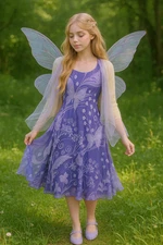 Vintage Phool Dress Womens M Purple Fit N Flare Floral Butterfly Fairy Whimsical