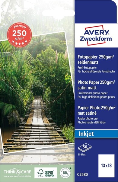 Avery Zweckform Inkjet Fotopapier Premium, 13 X 18 Cm, Weiß 1 Bis 20X Spare 41%-image