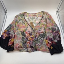 Natural Life boho layering top long sleeved pink florals layering boho womens S