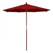 Pemberly Row 7.5' Push Lift Wood Pole Patio Umbrella - Performance Fabric Red