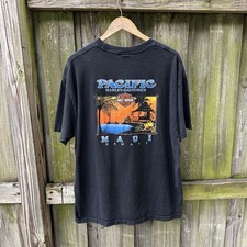 Vintage 90s Harley Davidson Pacific Maui Hawaii Black T-shirt XL 24x30.5