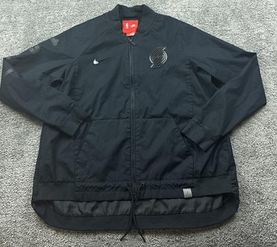 #ad Portland Trail Blazers Jacket Mens Small Black NBA Basketball Full Zip Nike 1977 $43.99
