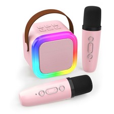 Mini Karaoke Machine for Kids Adults, Portable Bluetooth Speaker with 2 Wireless