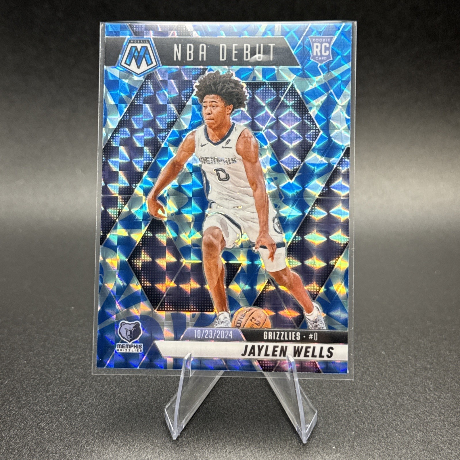 Jaylen Wells 2024-25 Mosaic Rookie NBA Debut Reactive Blue Prizm #260