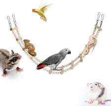 Long Bird Ladder with Wooden Rungs and Beads, Parakeet Climbing Swing Toys, Bird