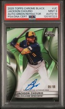2025 TOPPS CHROME BLACK AUTOS #JC JACKSON CHOURIO 99/99 PSA 9 AUTO 10