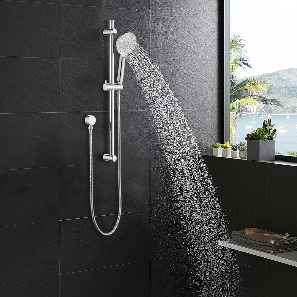 Shower Rail Set Hand Held Shower Head On Shower Slide Bar Chrome Bathroom Round