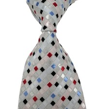 New luxury plaid white red black blue JACQUARD WOVEN Silk Men's Tie Necktie
