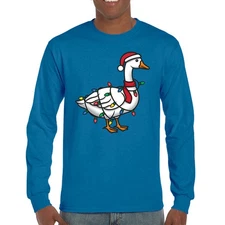 Christmas Goose Long Sleeve T-shirt Jolly Xmas Lights Secret Santa Gift Idea 