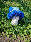 Handmade Crochet Blue And Light Blue Bucket Hat With Ruffles One Size Fits Most — photo 1