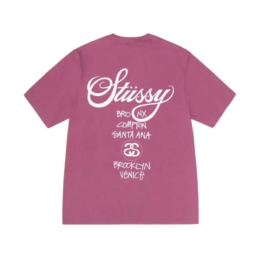 Stussy World Tour Berry Short Sleeve T-Shirt M thumbnail 2