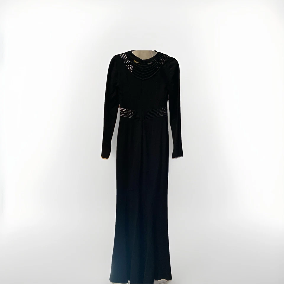 Novo Vestido de Trem Stella McCartney Preto Manga Longa Bordado Crepe - Imagem 4 de 4