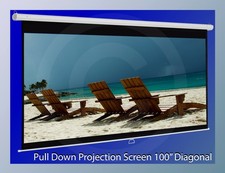 100 Pull Down Projection Screen Manual Retractable HD Home Theater Office New