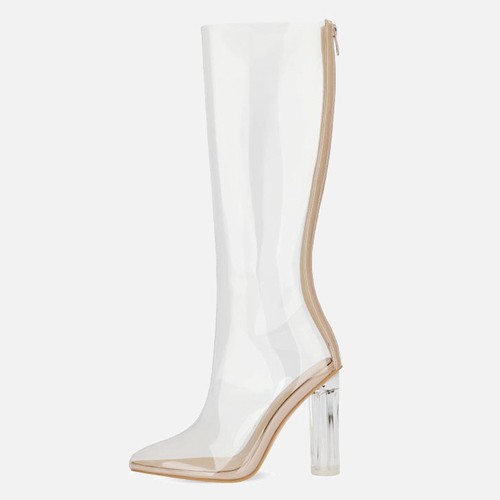 Botas hasta la rodilla con punta de pasarela para mujer tacón alto sexy club nocturno moda dama - Imagen 7 de 25