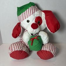 Vintage Fisher Price Puffalump Christmas Puppy Dog Red Stripes Gift 1991