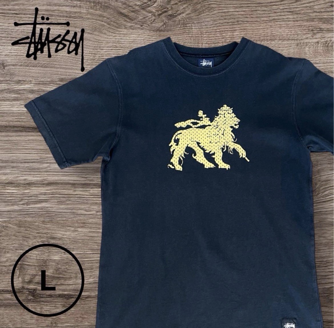 Vintage Stussy Lion Rasta T Shirt USA Made Black Fade L 90s 00s