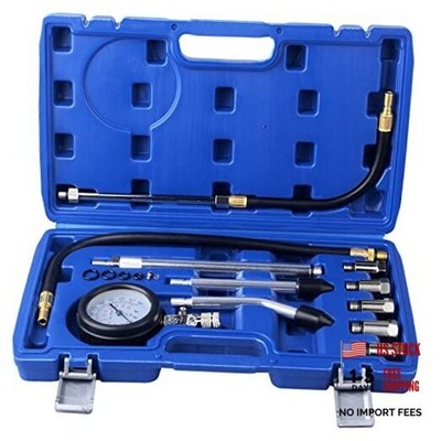 11PCS Engine Cylinder Compression Tester Kit, Petrol Fuel Pressure Gauge