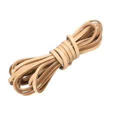 Flat Leather Cord, 3.3 Yard 4mm Leather String Strips for DIY Crafts Brown