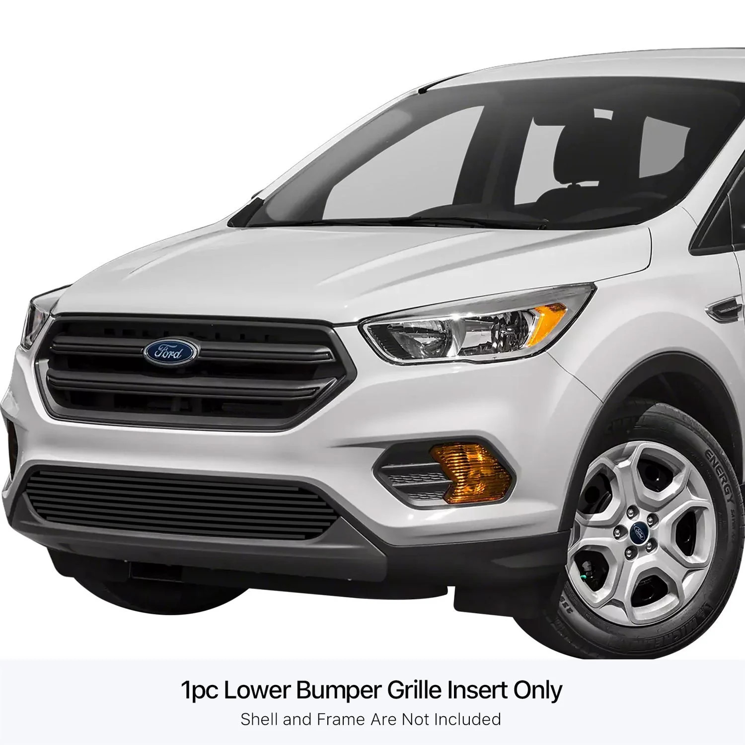 For Ford Escape 17-19 APG 1-Pc Black 8x6 mm Horizontal Billet Bumper Grille