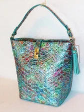 BRAHMIN Dramatic FRISKY MONTEGO METALLIC MERMAID Jewel Tones SHIRA BUCKET BAG