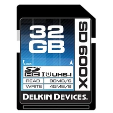 Delkin 32GB SDHC 600X UHS-I Memory Card - Lifetime Warranty