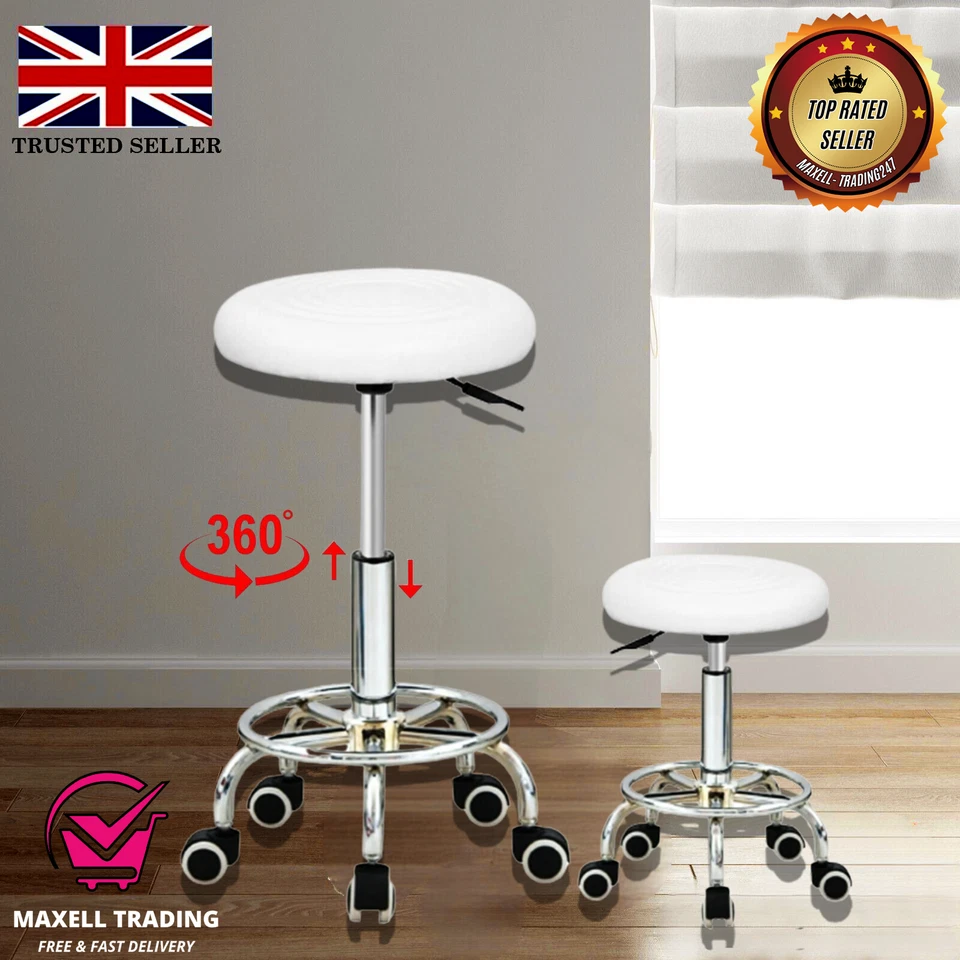 Swivel Adjustable Height Breakfast Stool Faux Leather Kitchen Gas Lift Chair - Image 4 of 4