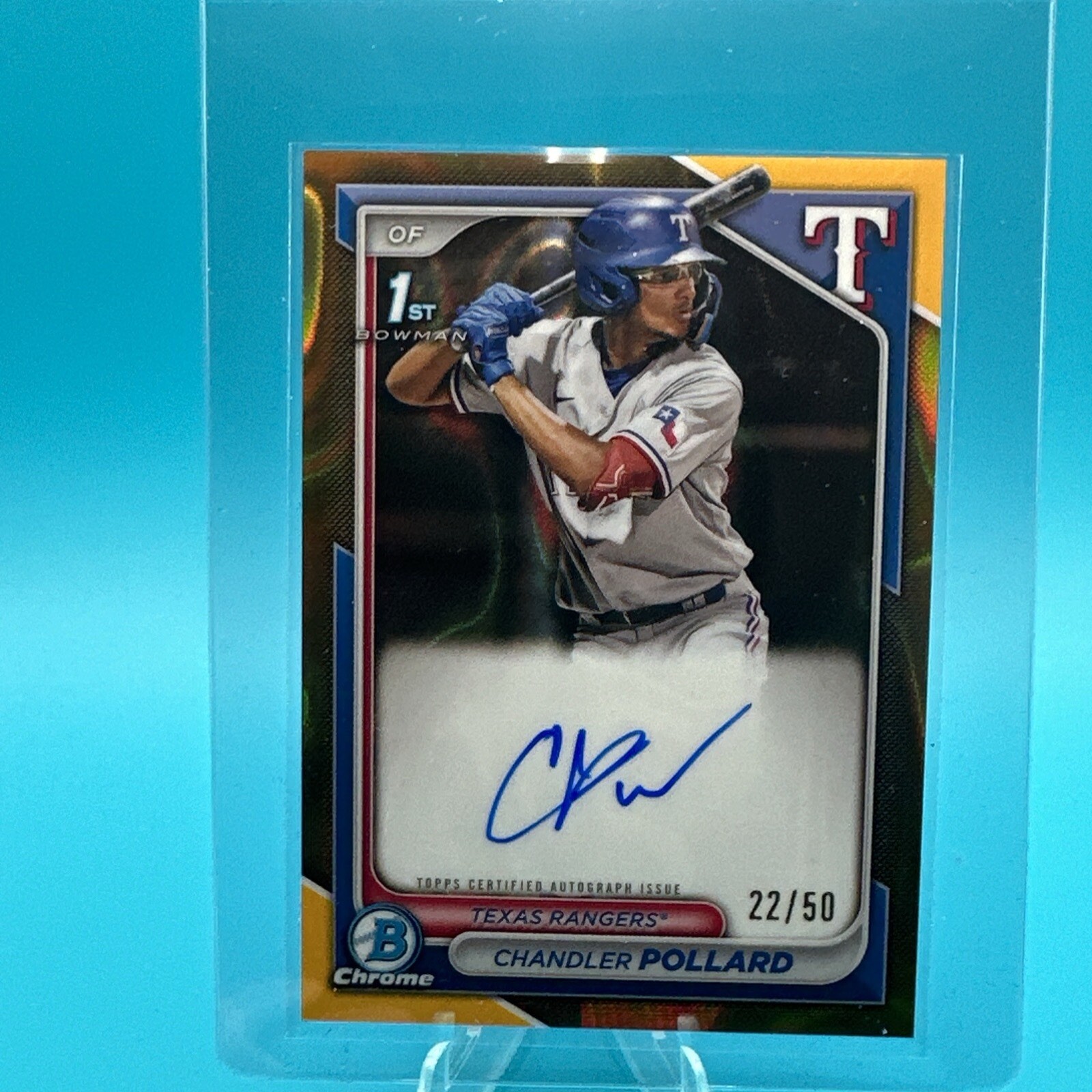 2024 Bowman Chandler Pollard 1st Bowman Chrome Gold Refractor Auto /50