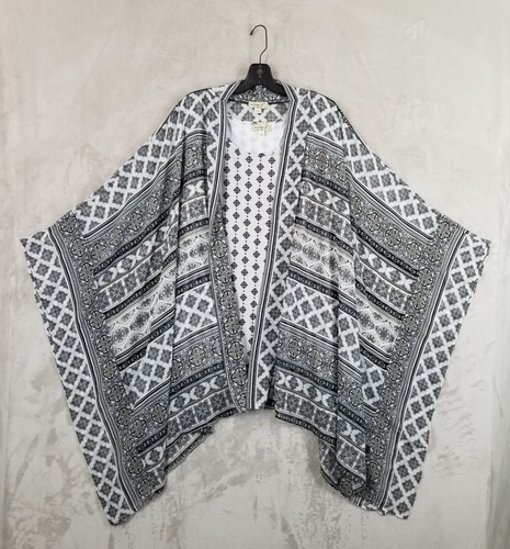 One World 2X Cardigan Set Tank & Topper Sheer Art Deco Shrug Flowy Hippie New