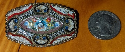 Vintage Italian Micro Mosaic Brooch Pin, Beautifu… - image 1
