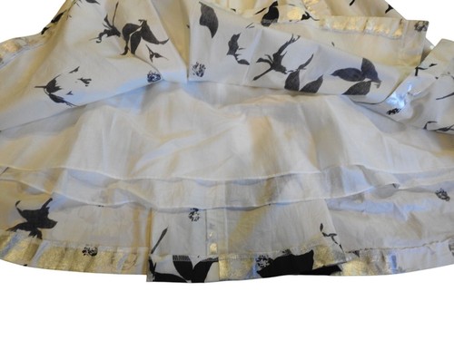 LELA ROSE White Black Silk Faille Floral A-Line Women's Dress 8 Made in USA - Picture 4 of 10