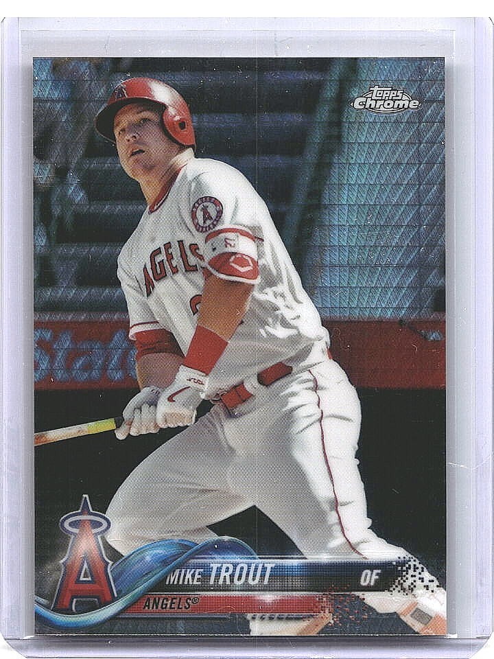2018 Topps Chrome Prism Refractor #100 Mike Trout Batting Angels