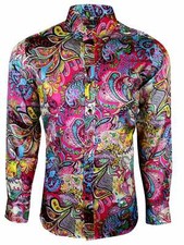 MENS PAISLEY MODs 60s SATIN SILK FEEL SHIRT FOR PARTY WEDDING CASUAL £19.99 (425