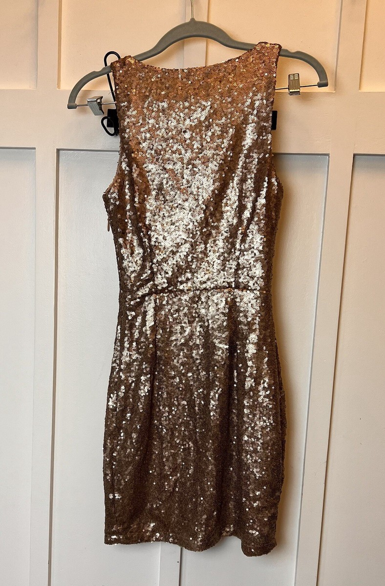 charlotte russe rose gold sequin dress Anthropologie Rose Gold Sequin Dress with Velvet Waist Belt and Tags A –  The Thrifty Hippy main image 0