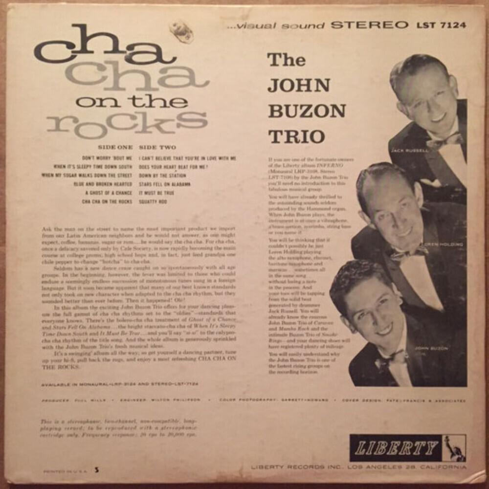 The John Buzon Trio - Cha Cha On The Rocks - Liberty - LST
