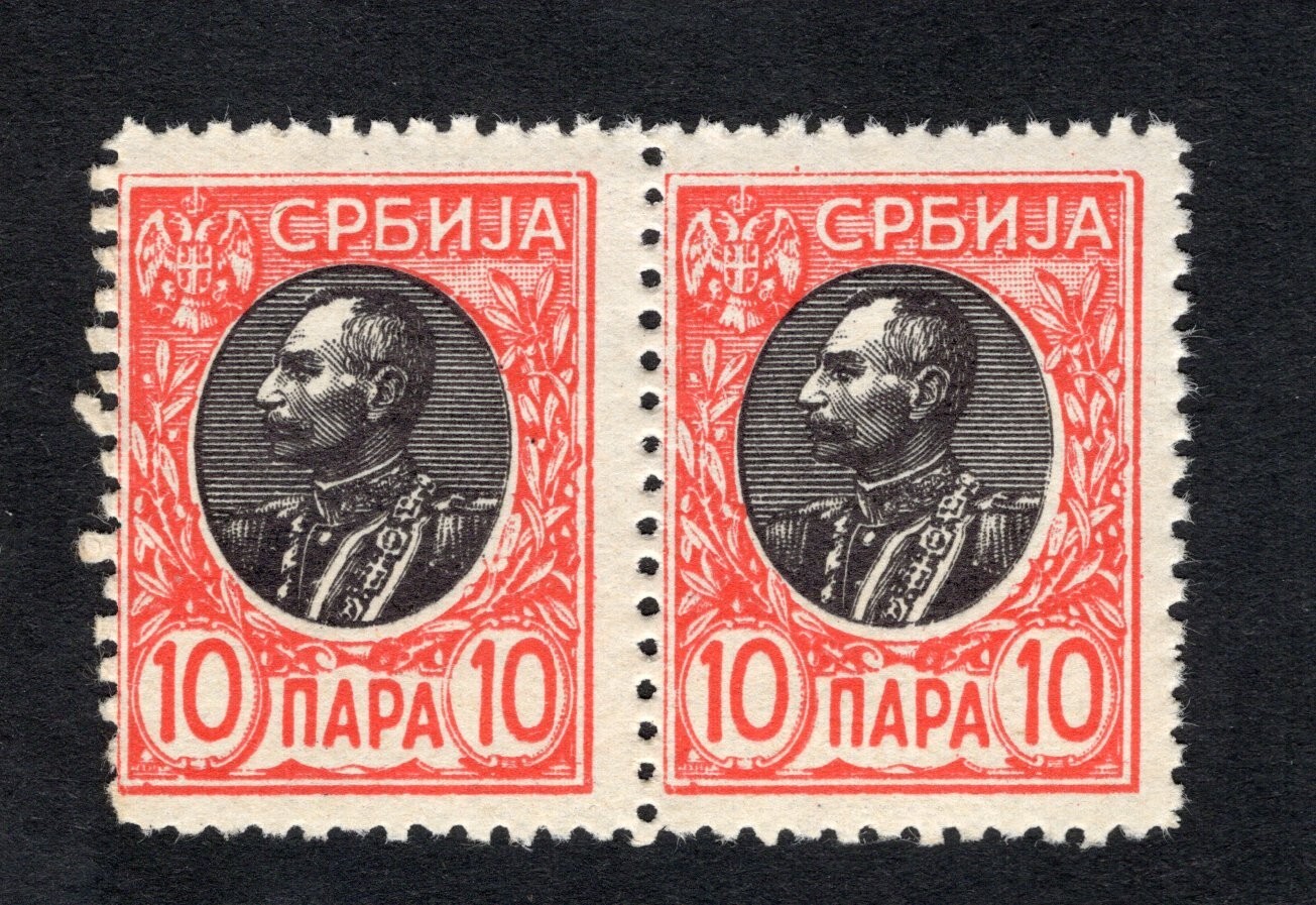 Serbia 1905 pair of stamp Mi#86 set-off MH CV=12$