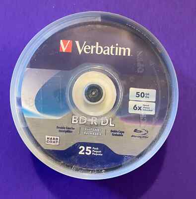 Brand New Sealed Verbatim 98356 25 Pack  Blu Ray BD R Double Layer Discs 50GB