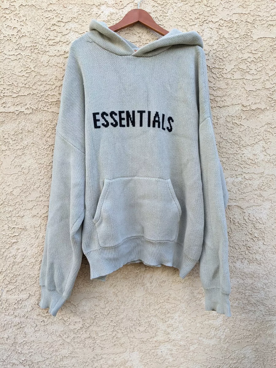 Essentials knit hoodie oatmeal new arrivals