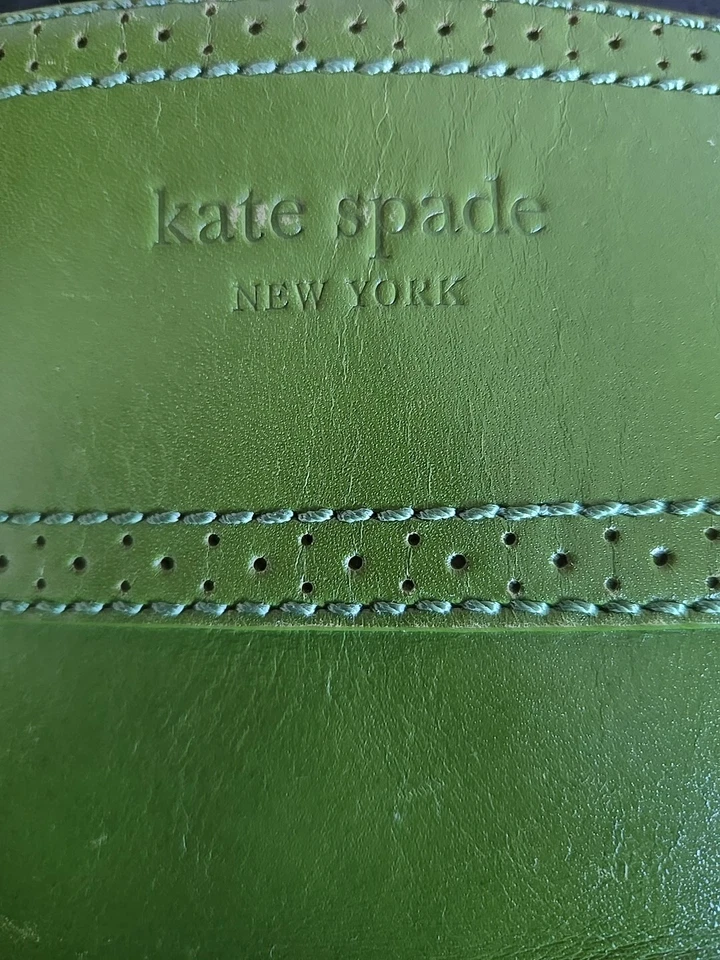 Kate Spade NY Bolso de Mano de Cuero Verde Cartera Bolso de Mano 10" X 14" X 5" Forro Floral Foto 2 de 4