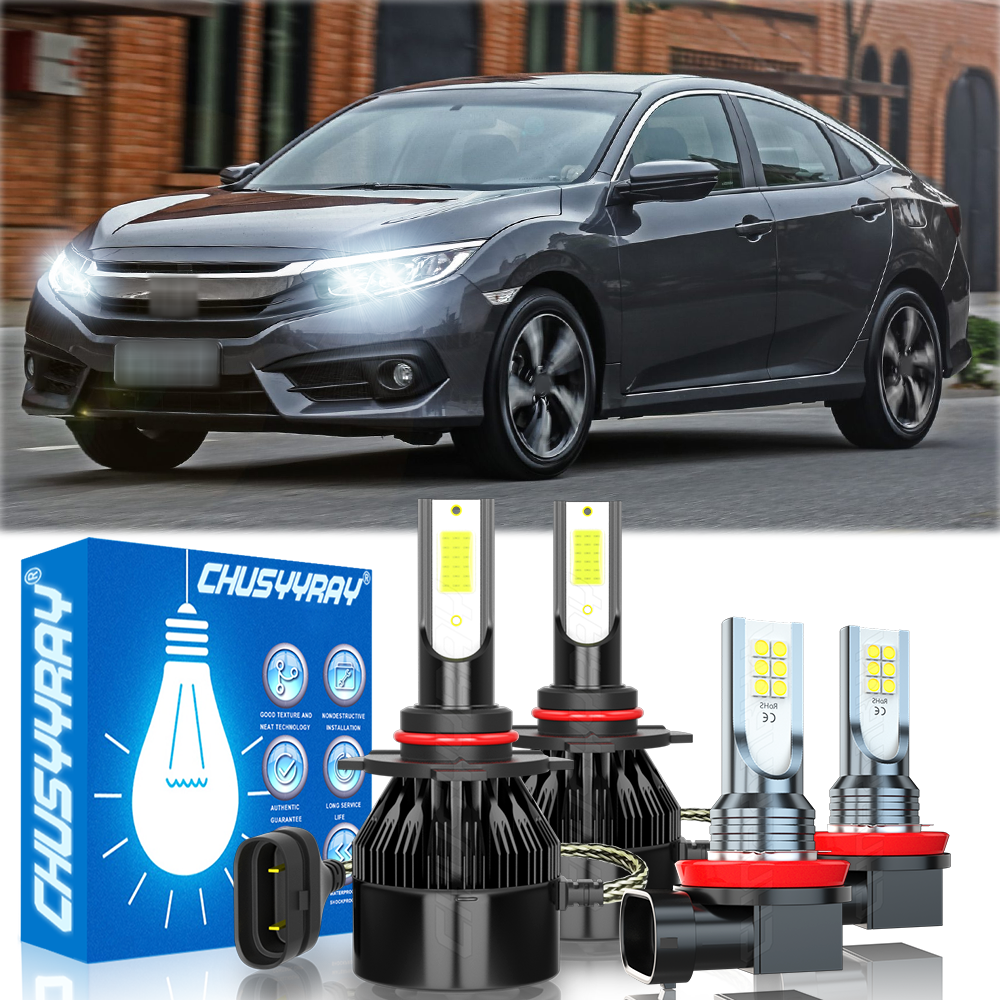 For Honda Civic 2016-2021 LED Headlight Bulbs H11 9005 Fit Sedan