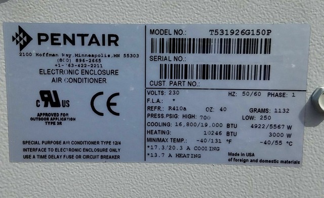 Pentair Hoffman Enclosure Air Conditioner T531926g150 Ac 19k Btu Outdoor For Sale Online Ebay