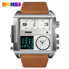 SKMEI Men Fashion Square Military Stopwatch LED Digital Quartz Wrist Watches
