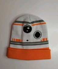 Disney Star Wars BB-8 Knit Hat Beanie Winter White Orange Adult One Size