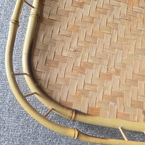 Woven Bamboo Lap Tray Lot of (2) Mid-century Tiki Bar Serving Lap TV MCM - Picture 9 of 9